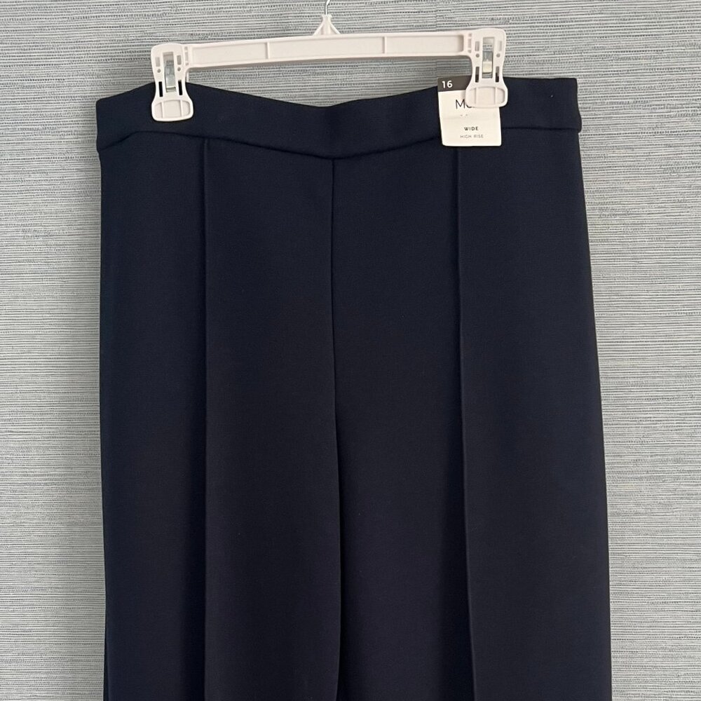Marks & Spencer M&S Wide Leg Navy Pants Trousers, Size 12 Short (UK 16) NWT - Picture 8 of 10